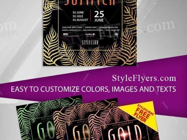 Black and Gold Summer Party Flyer Template 1