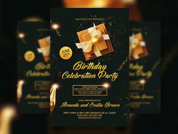 Black and Golden Birthday Flyer Template 1