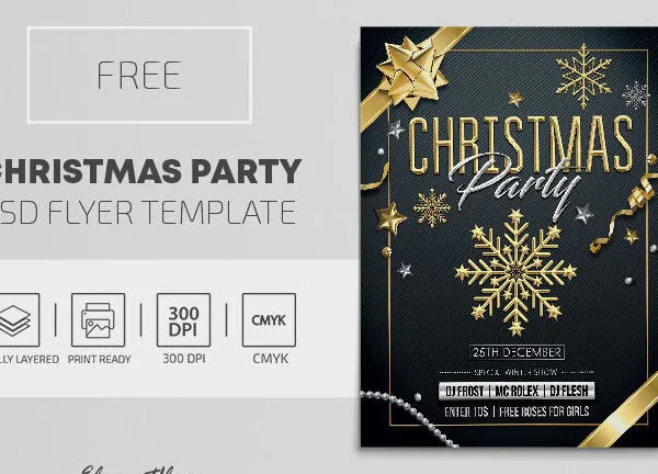 Black and Golden Christmas Party Flyer Template 1