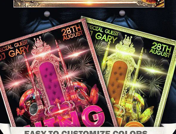 Black and Golden DJ Party Flyer and Facebook Cover Template 1