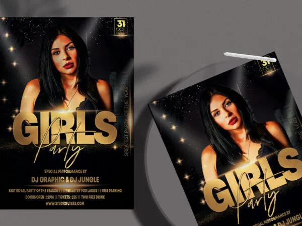 Black and Golden Glitter Party Flyer Template 1
