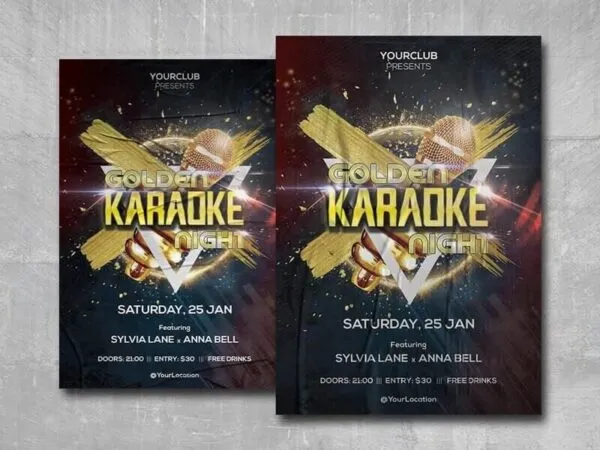 Black and Golden Karaoke Flyer Template 1