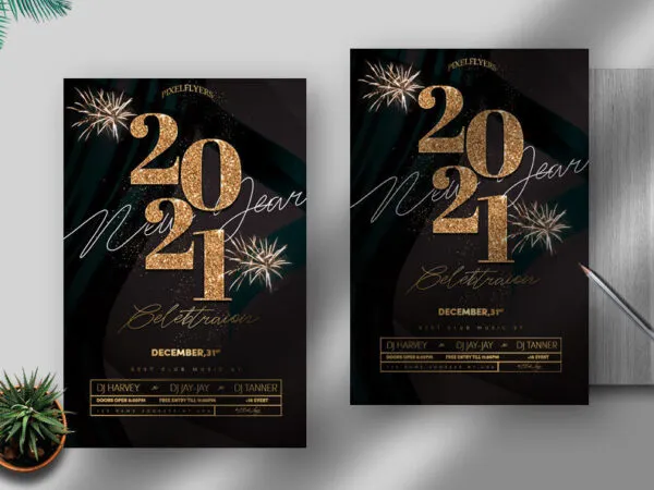 Black and Golden New Year Flyer Template 1