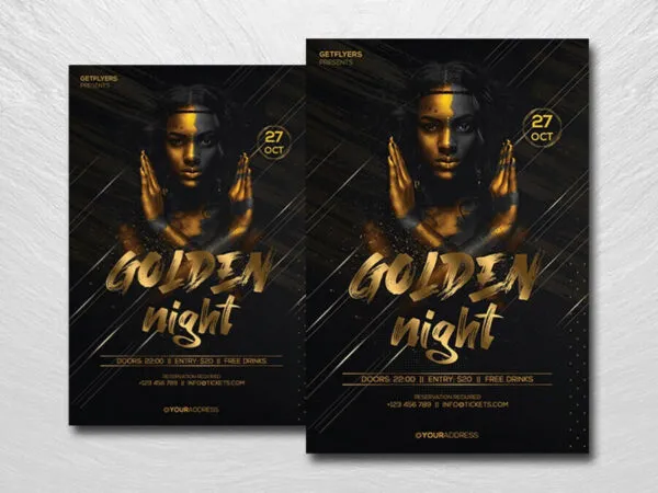 Black and Golden Night Party Flyer Template 1