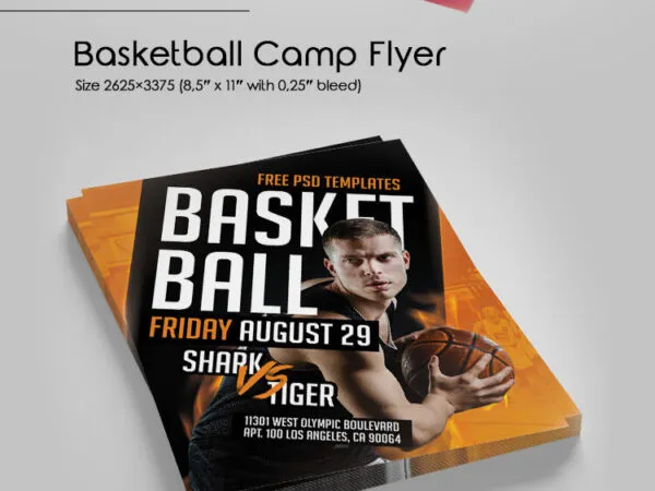 Black and Orange Basketball Camp Flyer Template 1