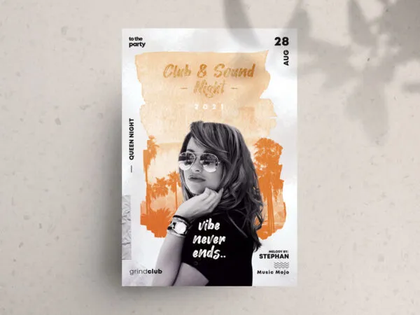 Black and Orange Club Sound Flyer Template 1