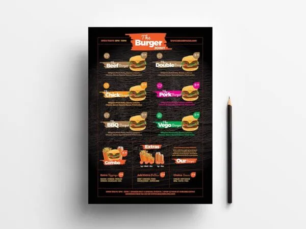 Black and Orange Fast Food Menu Template 1