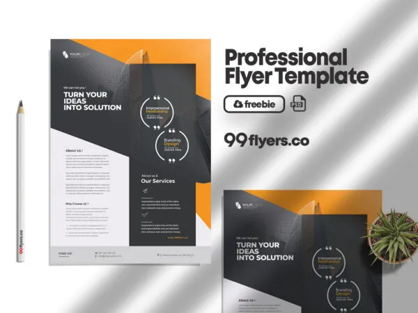 Black and Orange Modern Corporate Flyer Template 1
