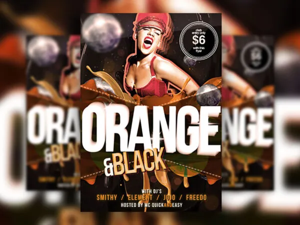 Black and Orange Party Flyer Template 1