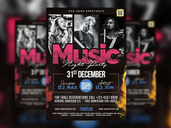 Black and Pink Music Event Flyer Template 1