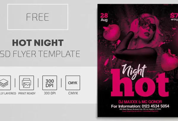 Black and Pink Strawberries Ladies Party Flyer Template 1