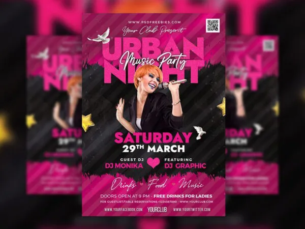 Black and Pink Urban Party Club Flyer Template 1