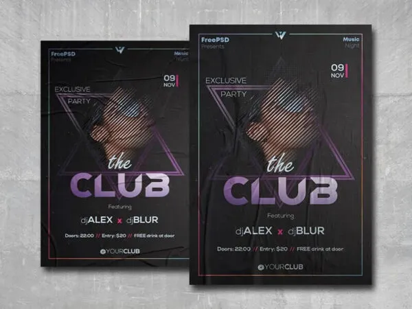 Black and Purple Abstract Club Party Flyer Template 1