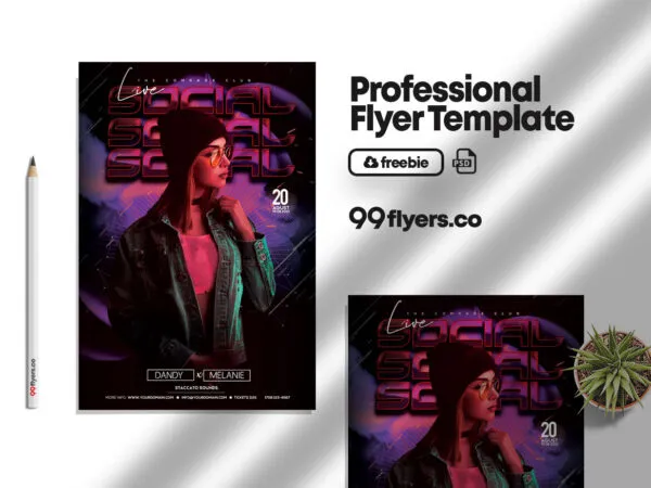 Black and Purple Futuristic Ladies Night Party Flyer Template 1