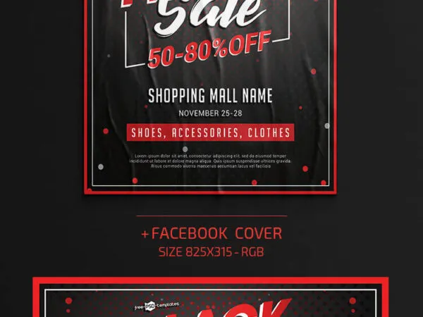 Black and Red Black Friday Facebook Cover and Flyer Templates 1