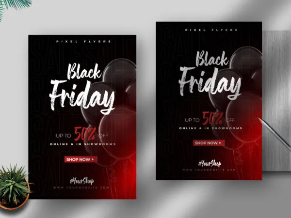 Black and Red Black Friday Flyer Template 1
