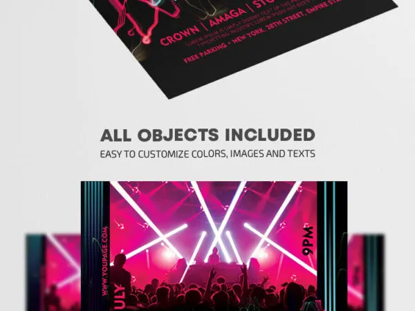 Black and Red Club Party Flyer Template 1