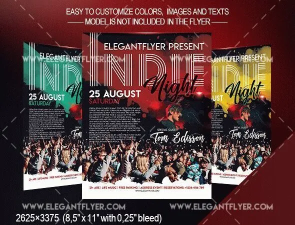 Black and Red Concert Indie Party Flyer and Facebook Cover Template 1