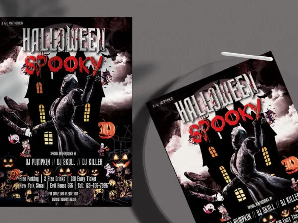 Black and Red Halloween Flyer Template 1