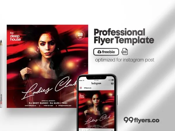 Black and Red Modern Ladies Night Party Flyer Instagram Banner Template 1
