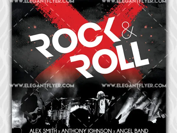 Black and Red Rock Music Event Flyer Template 1