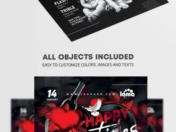 Black and Red Romantic Valentines Day Flyer Template 1