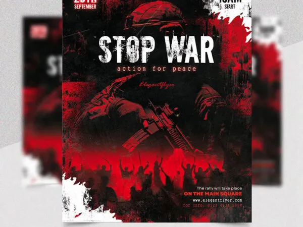Black and Red Stop War Flyer Template 1