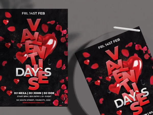 Black and Red Valentines Day Event Flyer Template 1