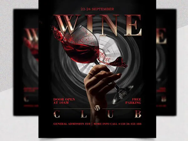 Black and Red Wine Flyer Template 1