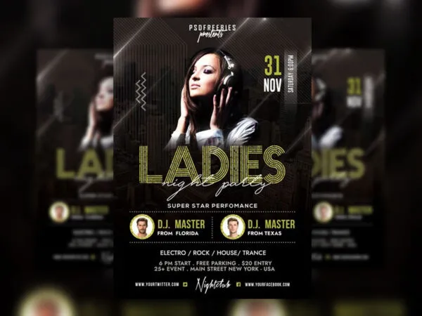 Black and Urban Ladies Night Party Flyer Template 1