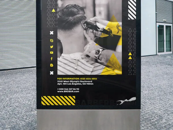 Black and White Border Modern Barber Shop Poster Template 1