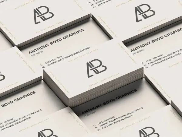 Black and White Grid Business Card Back and Front View Mockup 1