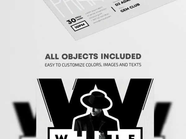 Black and White Illustrative Nightclub Party Flyer Template 1