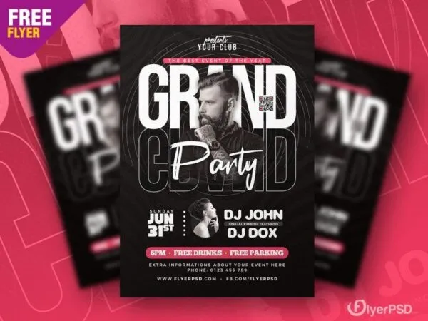 Black and White Nightclub Flyer Template 1