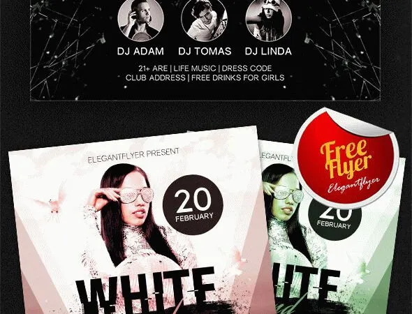 Black and White Nightclub Flyer and Facebook Cover Template 1
