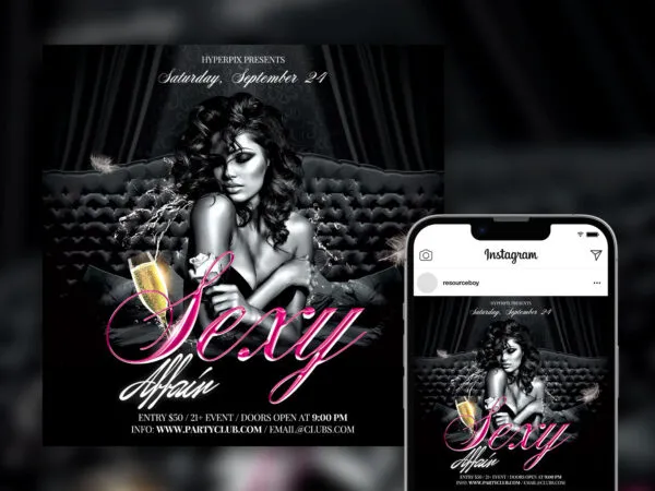 Black and White Splash Sexy Affair Instagram Post Template 1