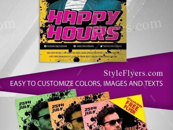 Black and Yellow Color Splash Flyer Template and Facebook Cover 1