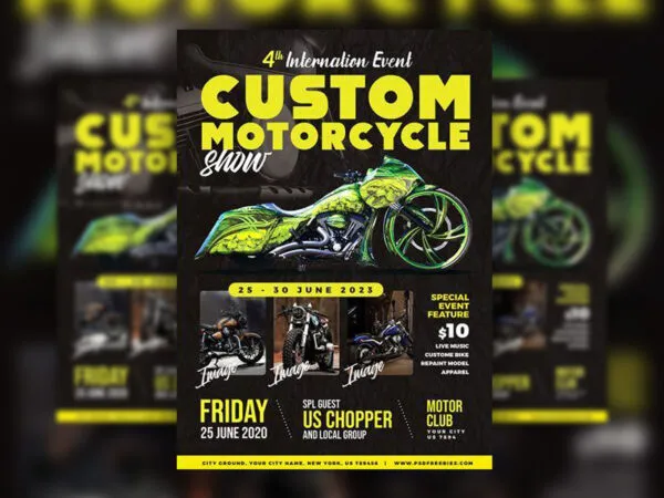 Black and Yellow Motorcycle Show Flyer Template 1