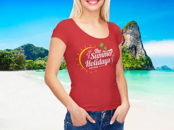 Blonde Girl Wearing a Tight T Shirt Mockup 1