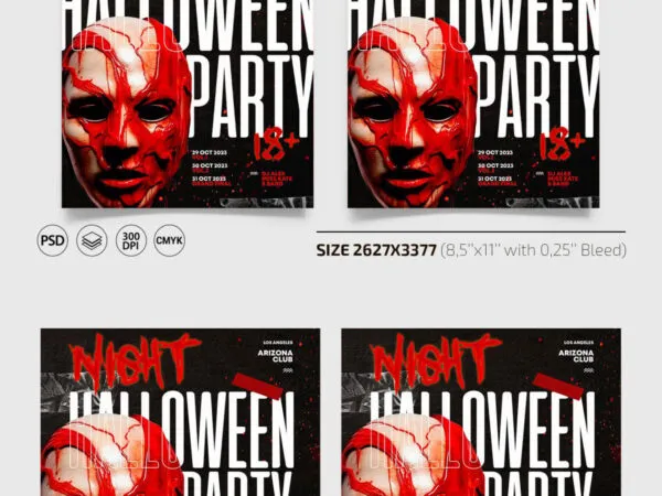 Bloody Halloween Night Party Flyer Instagram Post Template 1