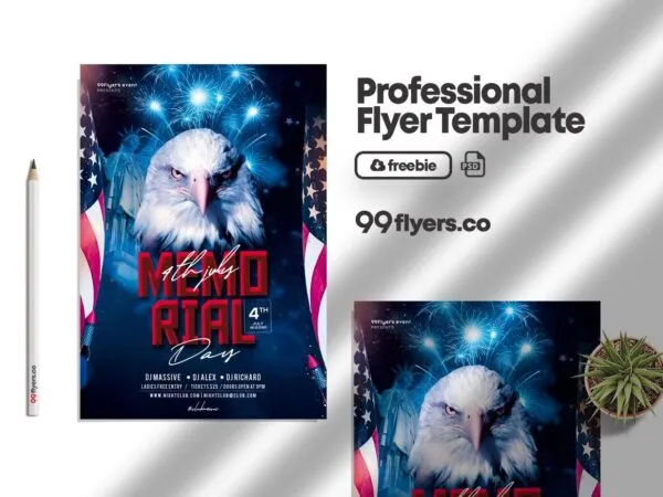 Blue Conceptual Memorial Day Weekend Flyer Template 1