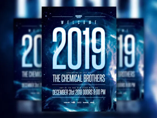 Blue Futuristic DJ Party Flyer Template 1