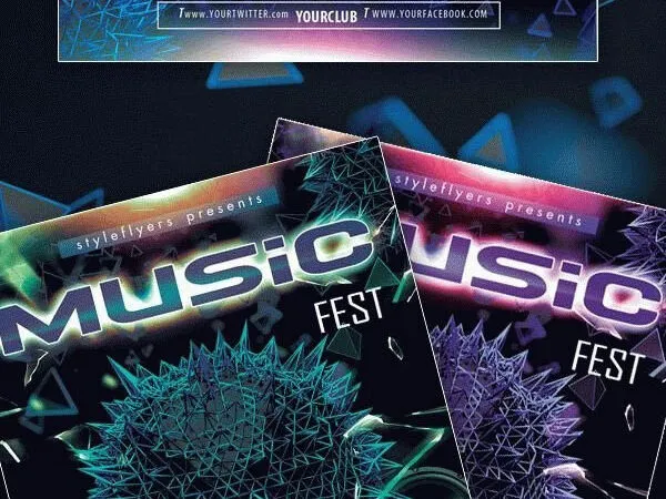 Blue Futuristic Night Party Flyer Template 1
