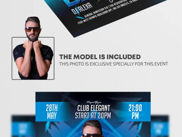 Blue Geometric Modern DJ Battle Flyer Template 1
