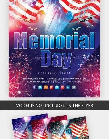 Blue Glitter Memorial Day Event Flyer Template 1