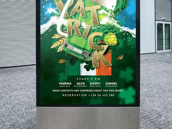 Blue Green Golden Modern Saint Patricks Day Poster Template 1