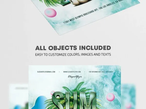 Blue Green Tropical Summer Karaoke Party Flyer Template 1