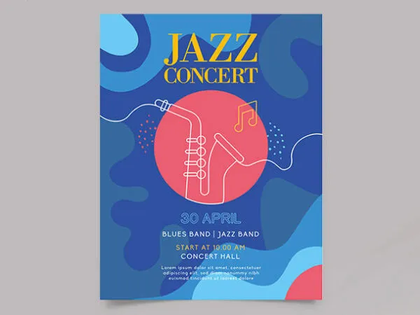 Blue Illustrated Concert Flyer Template 1