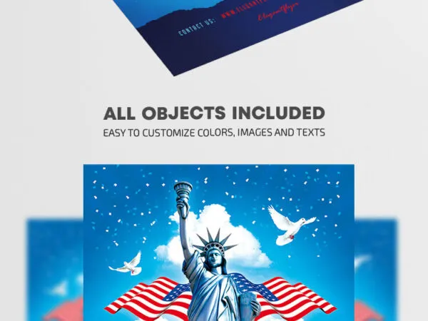 Blue Modern 4th of July Party Flyer Template 1