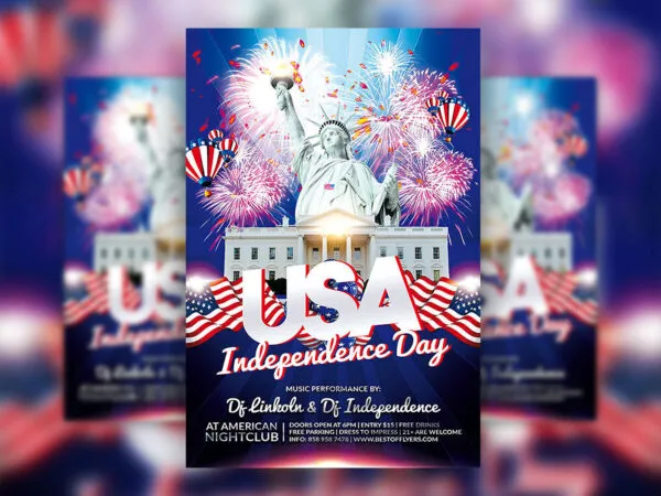 Blue Modern 4th of July Party Poster Flyer and Facebook Templates 1
